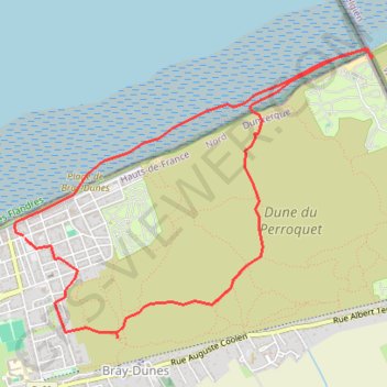 Itinéraire circuit de la dune du perroquet + crochet frontière belge pa..., distance, dénivelé, altitude, carte, profil, trace GPS