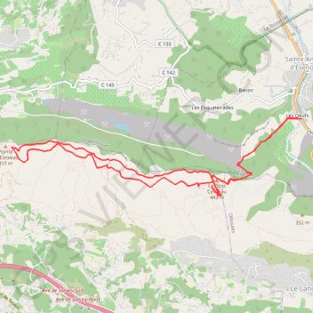Itinéraire LES GRES D'EVENOS - LE GROS CERVEAU, distance, dénivelé, altitude, carte, profil, trace GPS