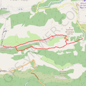 Itinéraire Randonnée 2 : Montagne de l'Audibergue en boucle depuis Canaux, distance, dénivelé, altitude, carte, profil, trace GPS