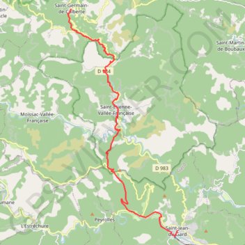 Itinéraire 12_StGermain_StJeanGard, distance, dénivelé, altitude, carte, profil, trace GPS