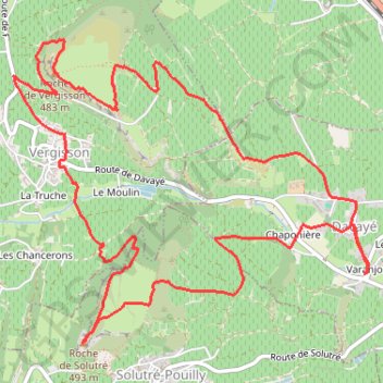 Itinéraire Ascension des roches de Solutré et de Vergisson - Davayé, distance, dénivelé, altitude, carte, profil, trace GPS