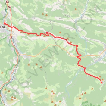 Itinéraire Foix - Montségur (Chemin des Bonshommes), distance, dénivelé, altitude, carte, profil, trace GPS