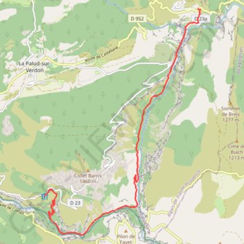 Itinéraire Verdon - Sentier Blanc-Martel, distance, dénivelé, altitude, carte, profil, trace GPS