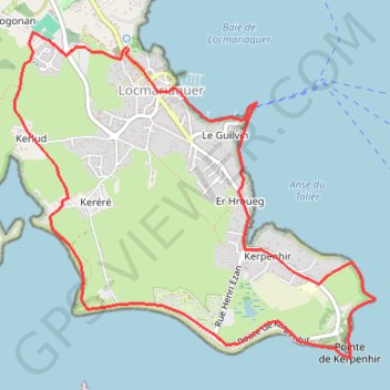 Itinéraire Locmariaqeuer, distance, dénivelé, altitude, carte, profil, trace GPS