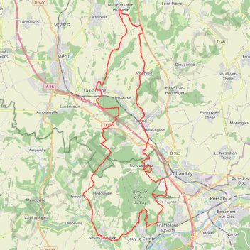 Itinéraire Mortefontaine-en-Thelle - Champagne, distance, dénivelé, altitude, carte, profil, trace GPS
