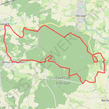 Itinéraire Forêt de Vibraye - Lavaré, distance, dénivelé, altitude, carte, profil, trace GPS