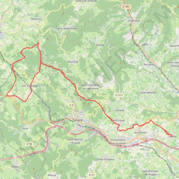 Itinéraire Sarcey GR7-07-09-2018, distance, dénivelé, altitude, carte, profil, trace GPS