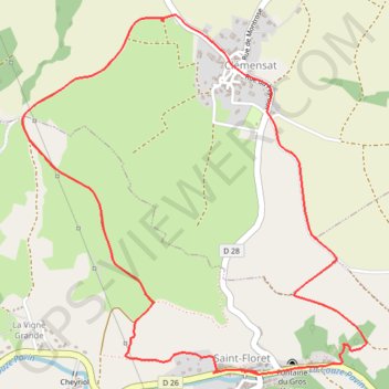 Itinéraire Clémensat, distance, dénivelé, altitude, carte, profil, trace GPS