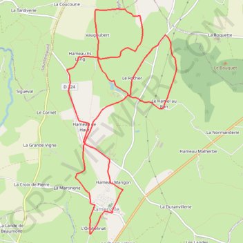 Itinéraire Tamerville (50700), distance, dénivelé, altitude, carte, profil, trace GPS