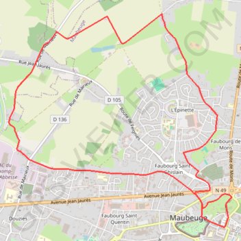 Itinéraire Les défenseurs de Maubeuge, distance, dénivelé, altitude, carte, profil, trace GPS