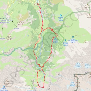 Itinéraire La cascade de Gavarnie par des voies parallèles, distance, dénivelé, altitude, carte, profil, trace GPS