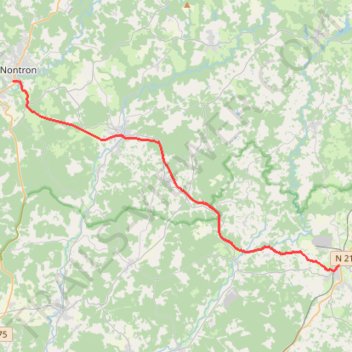 Itinéraire Thiviers / Nontron, distance, dénivelé, altitude, carte, profil, trace GPS