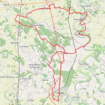 Itinéraire montalembert du 23-08-2016, distance, dénivelé, altitude, carte, profil, trace GPS