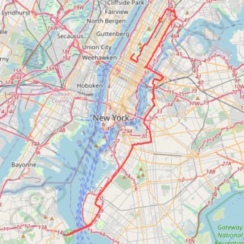 Itinéraire Marathon de New York City, distance, dénivelé, altitude, carte, profil, trace GPS