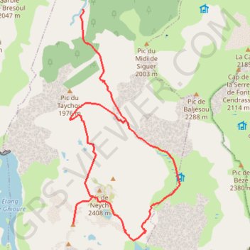 Itinéraire Pic des Redouneilles en circuit depuis le Bouychet, distance, dénivelé, altitude, carte, profil, trace GPS