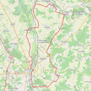 Itinéraire Rouffiac 17 47 kms, distance, dénivelé, altitude, carte, profil, trace GPS