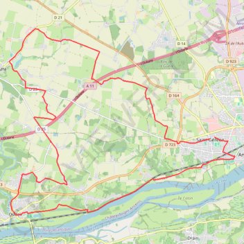 Itinéraire Couffé - Oudon, distance, dénivelé, altitude, carte, profil, trace GPS