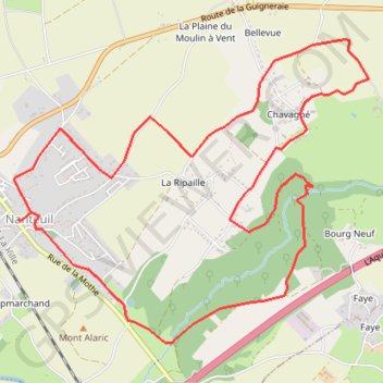 Itinéraire Les hauts de Nanteuil, le Bois de Faye et le Ruisseau de Magnerolles, distance, dénivelé, altitude, carte, profil, trace GPS