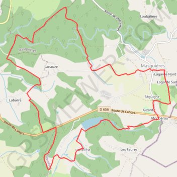 Itinéraire Masquières - À travers la forêt du Verdus - Pays de la vallée du Lot, distance, dénivelé, altitude, carte, profil, trace GPS