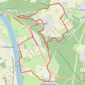 Itinéraire Deux boucles Autour de Hénouville, distance, dénivelé, altitude, carte, profil, trace GPS