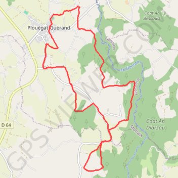 Itinéraire Au départ de Plouagat-Guérand, distance, dénivelé, altitude, carte, profil, trace GPS