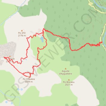 Itinéraire Pics d'Aulère et d'Aule en circuit depuis Gabas, distance, dénivelé, altitude, carte, profil, trace GPS
