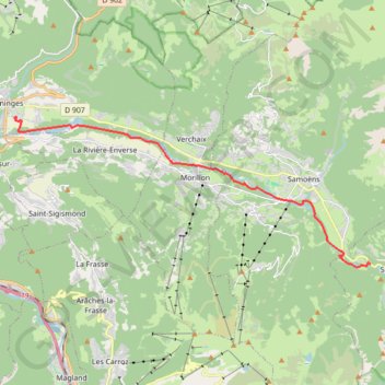 Itinéraire Sur les bords du Giffre entre Taninges et les Gorges de Tines, distance, dénivelé, altitude, carte, profil, trace GPS