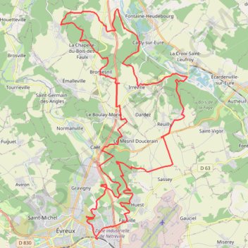 Itinéraire Les Petits Maillons - Evreux, distance, dénivelé, altitude, carte, profil, trace GPS