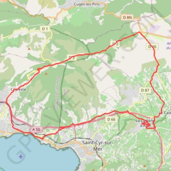 Itinéraire La Cadière d'azur, Ceyreste, Grand Caunet, distance, dénivelé, altitude, carte, profil, trace GPS