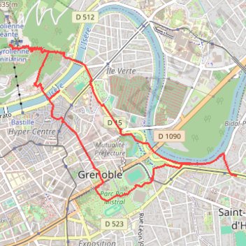Itinéraire Boucle Suunto Grenoble, distance, dénivelé, altitude, carte, profil, trace GPS