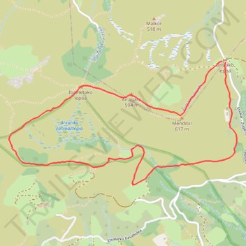 Itinéraire Mendibil depuis le Col d'Urbia, distance, dénivelé, altitude, carte, profil, trace GPS