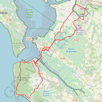 Itinéraire Rochefort direct P2 J1-16494363, distance, dénivelé, altitude, carte, profil, trace GPS