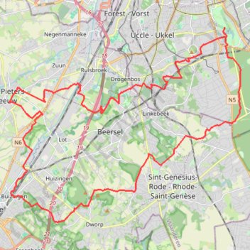 Itinéraire Gravel Buizingen, distance, dénivelé, altitude, carte, profil, trace GPS