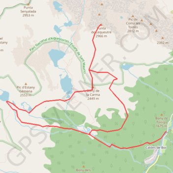 Itinéraire Punta de Lequeutre depuis Caldes de Boí, distance, dénivelé, altitude, carte, profil, trace GPS