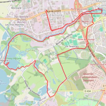 Itinéraire Rennes, distance, dénivelé, altitude, carte, profil, trace GPS
