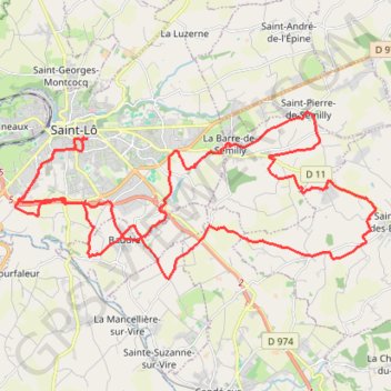 Itinéraire Autour de Saint-Lô, distance, dénivelé, altitude, carte, profil, trace GPS