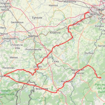 Itinéraire Mons - La Roche, distance, dénivelé, altitude, carte, profil, trace GPS