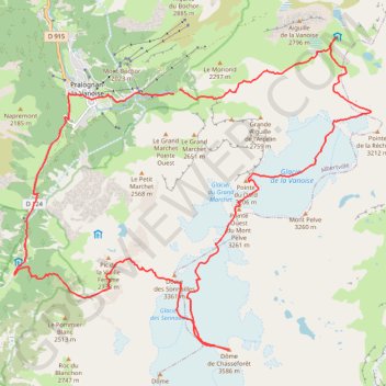 Itinéraire Dômes de la Vanoise, distance, dénivelé, altitude, carte, profil, trace GPS