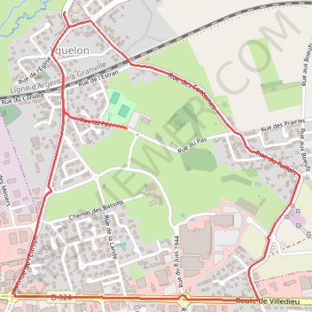 Itinéraire Circuit depart Yquelon, distance, dénivelé, altitude, carte, profil, trace GPS