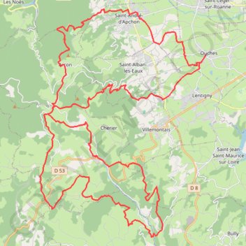 Itinéraire La Ouchoise - Ouches, distance, dénivelé, altitude, carte, profil, trace GPS