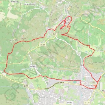 Itinéraire 14.57 km of manual measurement, distance, dénivelé, altitude, carte, profil, trace GPS