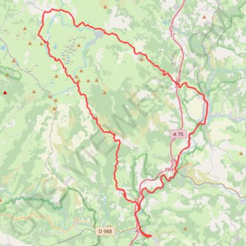 Itinéraire Aubrac, distance, dénivelé, altitude, carte, profil, trace GPS