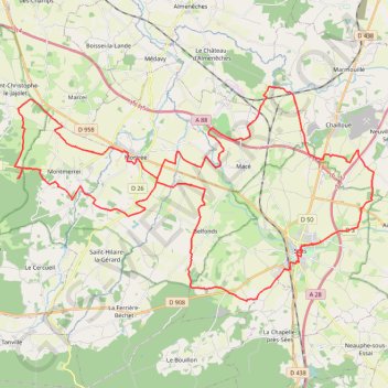 Itinéraire Rando autour de Sées et Mortrée, distance, dénivelé, altitude, carte, profil, trace GPS