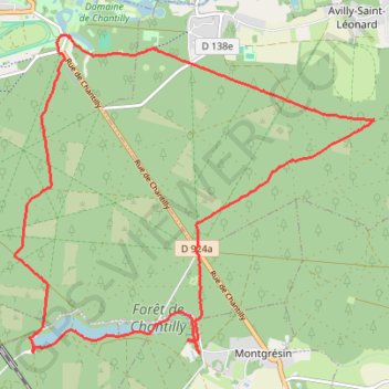 Itinéraire Chantilly, distance, dénivelé, altitude, carte, profil, trace GPS