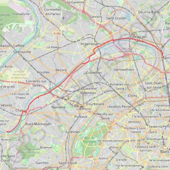 Itinéraire Saint Denis - Croissy-sur-Seine, distance, dénivelé, altitude, carte, profil, trace GPS