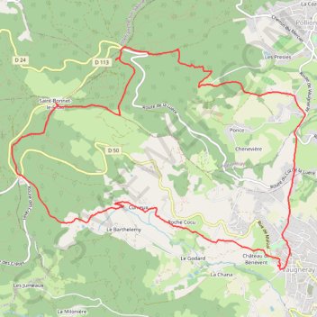 Itinéraire Vaugnerey (69), distance, dénivelé, altitude, carte, profil, trace GPS