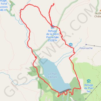 Itinéraire Refuge de la dent Parrachée, distance, dénivelé, altitude, carte, profil, trace GPS