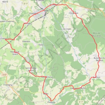 Itinéraire Tour du Pays des Sorciers - Chalindrey, distance, dénivelé, altitude, carte, profil, trace GPS