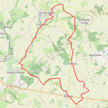 Itinéraire Boucle à Epuisay, distance, dénivelé, altitude, carte, profil, trace GPS