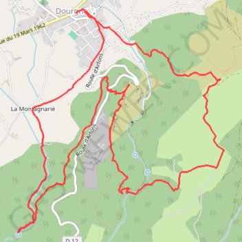 Itinéraire Dourgne, distance, dénivelé, altitude, carte, profil, trace GPS